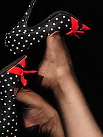 Angel Lovette in black old vintage rht stockings and sexy heels